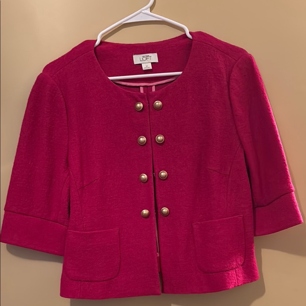 LOFT Pink Blazer Tailored Collarless Design
